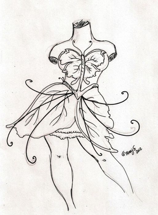 Dress Made of Butterfly Wings by Milkycat